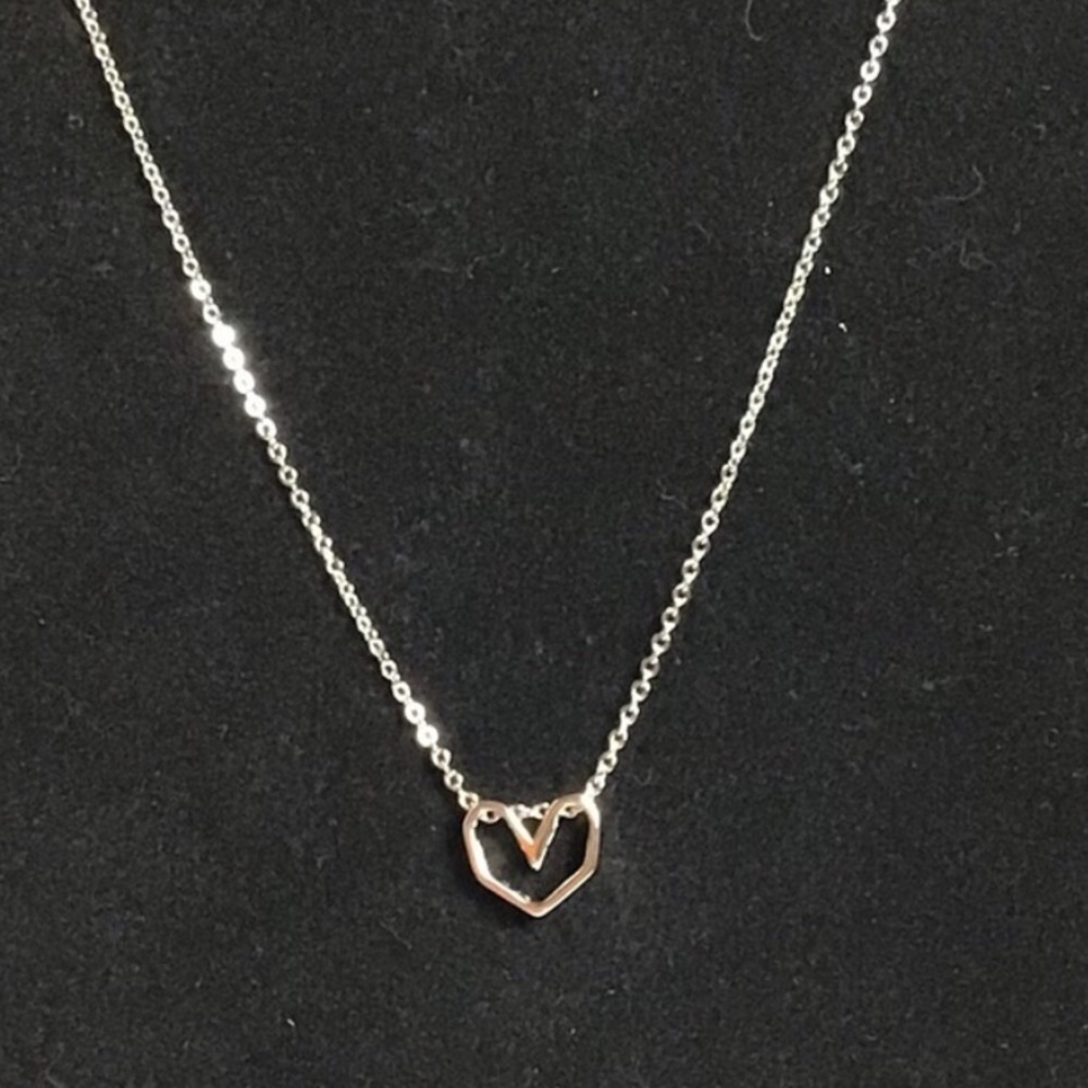 LAST 1- Sterling Silver (925) Open Heart Necklace - Picture 3 of 8